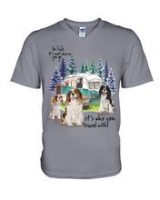 Load image into Gallery viewer, Cavalier King It's Who You Travel With Gift For Dog Lovers Guys V-Neck
