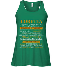 Load image into Gallery viewer, Loretta Custom Name Gift A Warrior's Mentality With A Poet's Soul Ladies Flowy Tank
