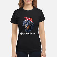 Load image into Gallery viewer, Dachshund Mom With Polka Dots Hair Red Bow Gift For Dog Lovers Ladies Tee