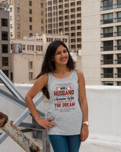 Load image into Gallery viewer, Being A Husband Of An Awesome Wife Gift For Family Plaid Red Ladies Flowy Tank