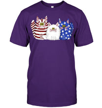 Load image into Gallery viewer, Three Cute Cats And US Flag Gift For Cats Lovers Guys Tee