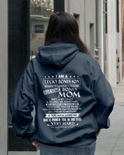 Load image into Gallery viewer, I Am A Lucky Bonus Son Because I'm Raised By A Freaking Awesome Mom Hoodie
