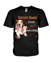 Load image into Gallery viewer, Basset Hound Kisses Fix Everything Gift For Dog Lovers Guys V-Neck