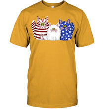 Load image into Gallery viewer, Three Cute Cats And US Flag Gift For Cats Lovers Guys Tee