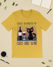 Load image into Gallery viewer, Easily Distracted By Cats And Wine Special Custom Design Guys Tee