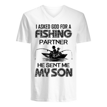 Load image into Gallery viewer, God Sent Me My Son As A Fishing Partner Special Custom Design Guys V-Neck