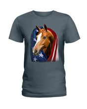Load image into Gallery viewer, Horse Covered Into USA Flag Meaningful Gift For Men Ladies Tee