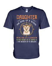 Load image into Gallery viewer, Daughter The Soul Of Witch The Fire Of Lioness Guys V-Neck