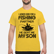Load image into Gallery viewer, God Sent Me My Son As A Fishing Partner Special Custom Design Guys Tee