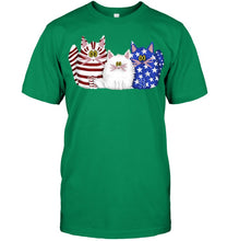 Load image into Gallery viewer, Three Cute Cats And US Flag Gift For Cats Lovers Guys Tee