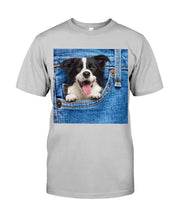 Load image into Gallery viewer, Border Collie In Denim Pocket Gift For Dog Lovers Guys Tee