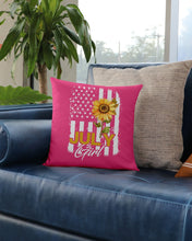 Load image into Gallery viewer, Birthday Gift For July Girl American Flag With Sunflower Pillow Cover