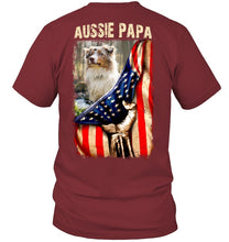 Load image into Gallery viewer, Aussie Papa America Flag Unique Custom Design For Dog Lovers Guys V-Neck