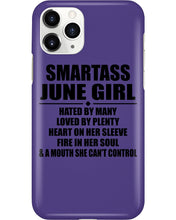Load image into Gallery viewer, Birthday Gift For Smartass June GirlHeart On Her Sleeve Phone case