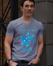 Load image into Gallery viewer, In April We Wear Blue Autism Awareness Special Custom Design Guys V-Neck