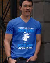 Load image into Gallery viewer, I May Not Live In Scotland But Scotland Lives In Me Custom Design Guys V-Neck