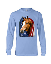 Load image into Gallery viewer, Horse Covered Into USA Flag Meaningful Gift For Men Unisex Long Sleeve