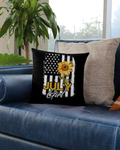 Load image into Gallery viewer, Birthday Gift For July Girl American Flag With Sunflower Pillow Cover