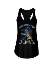 Load image into Gallery viewer, Apparently I Have An Attitude Blue Dragon Ladies Flowy Tank