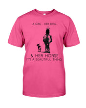 Load image into Gallery viewer, A Girl Her Dog Her Horse It's A Beautiful Thing Guys Tee