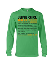 Load image into Gallery viewer, June Girl Facts Very Friendly But Dangerous Custom Design Unisex Long Sleeve