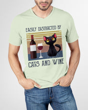 Load image into Gallery viewer, Easily Distracted By Cats And Wine Special Custom Design Guys V-Neck