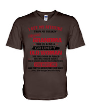 Load image into Gallery viewer, I Get My Attitude From My Freakin' Awesome Grandma Who Was Born In March Guys V-Neck