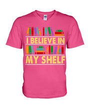 Load image into Gallery viewer, I Believe In My Shelf Trending For Book Lovers Guys V-Neck