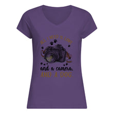 Load image into Gallery viewer, All I Need IS Love And A Camera And A Dog Gift For Dog Lovers Ladies V-Neck
