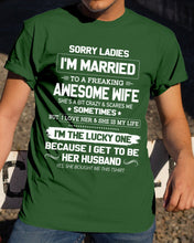 Load image into Gallery viewer, Gift For Husband I'm The Lucky One Because I Get To Be Her Husband Guys Tee