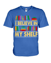 Load image into Gallery viewer, I Believe In My Shelf Trending For Book Lovers Guys V-Neck