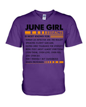 Load image into Gallery viewer, June Girl Facts Very Friendly But Dangerous Custom Design Guys V-Neck