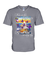 Load image into Gallery viewer, Butterfly Sunset On Beach Those We Love Don't Go Away Gift For Lover Guys V-Neck