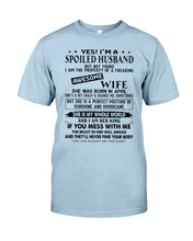 Load image into Gallery viewer, A Spoiled Husband Of April Freaking Awesome Wife Trending For Birthday Gift Guys Tee