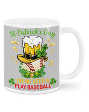 Load image into Gallery viewer, Baseball Drink Beer Day St Patrick's Day Gift For Baseball Lovers Mug