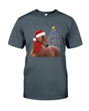 Load image into Gallery viewer, Cute Horse With Santa Hat Lovely Christmas Tree Gift For Horse Lovers Guys Tee