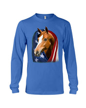 Load image into Gallery viewer, Horse Covered Into USA Flag Meaningful Gift For Men Unisex Long Sleeve