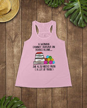 Load image into Gallery viewer, A Woman Cannot Survive On Book Alone She Also Needs Yarn Trending Ladies Flowy Tank