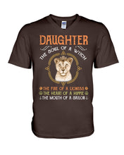 Load image into Gallery viewer, Daughter The Soul Of Witch The Fire Of Lioness Guys V-Neck
