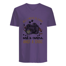 Load image into Gallery viewer, All I Need IS Love And A Camera And A Dog Gift For Dog Lovers Guys V-Neck