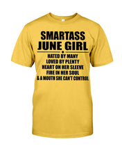 Load image into Gallery viewer, Birthday Gift For Smartass June GirlHeart On Her Sleeve Guys Tee