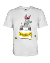 Load image into Gallery viewer, Funny Donkey Anti Depressant Meaning Gift For Women Guys V-Neck