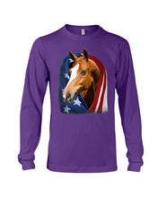 Load image into Gallery viewer, Horse Covered Into USA Flag Meaningful Gift For Men Unisex Long Sleeve