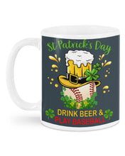 Load image into Gallery viewer, Baseball Drink Beer Day St Patrick's Day Gift For Baseball Lovers Mug