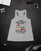 Load image into Gallery viewer, A Woman Cannot Survive On Book Alone She Also Needs Yarn Trending Ladies Flowy Tank