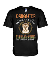 Load image into Gallery viewer, Daughter The Soul Of Witch The Fire Of Lioness Guys V-Neck
