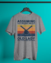 Load image into Gallery viewer, Assuming I;m Just An Old Lady Was Your First Mistake Gift For Softball Lovers Guys Tee