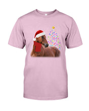 Load image into Gallery viewer, Cute Horse With Santa Hat Lovely Christmas Tree Gift For Horse Lovers Guys Tee