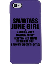 Load image into Gallery viewer, Birthday Gift For Smartass June GirlHeart On Her Sleeve Phone case