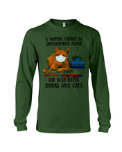 Load image into Gallery viewer, Cute Phone Case Gift For Books And Cats Lovers A Woman Cannot Be Quarantined Alone Unisex Long Sleeve